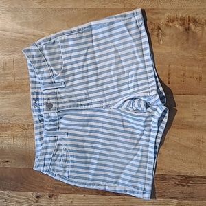 Universal Thread, Blue & white striped high-rise jean shorts, (size: 0/25)